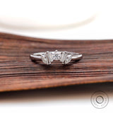 Vintage Multi Stone Curved Moissanite Band, Unique 14K white gold Curved band art deco diamond ring Matching Stacking band Promise Ring