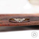 Unique Moissanite Wedding Band Yellow Gold Moissanite Curved Wedding Ring Art Deco Stacking Matching Chevron Ring Nesting Rings For Women