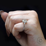 3 CT Old Mine Elongated Cushion GHI Moissanite Engagement Ring, White Gold Three Stone Ring, Baguettes Side Stone, Vintage Solitaire Ring