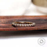 Half Eternity Moissanite Band, Art Deco Stacking Ring, 14k Gold Milgrain Wedding Band, Vintage Wedding Band, Bezel Band Ring, Dainty Ring