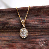 7*6 MM DEF Old Mine Cut Moissanite Pendant Georgian Era Bezel Pendant, Claw Prong Cushion Cut Pendant, Minimalist Statement Pendant