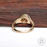 OEC Champagne Moissanite Ring, Champagne Bezel Ring, Signet Ring Ladies, Vintage Statement Ring, Yellow Gold Engagement Ring, Old Cut Rings