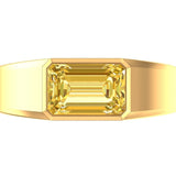 3 Ct Light Champagne Emerald Cut Moissanite Signet Ring, Unique Mens Wedding Ring, 10k/14k/18k Solid Yellow Gold Ring, Mens Anniversary Ring