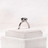 1.6 CT Round OEC Dark Grey Moissanite Vintage Engagement Ring For Her, Grey Stone Ring, Solid White Gold Ring, Antique Old European Cut Ring