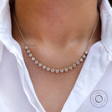 3 MM Old Cut Round Moissanite Necklace, Georgian Style Floating Stone Necklace, 14K Gold Claw Prong Statement Necklace, Layered Necklace