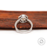 Old European Cut Moissanite Ring, Cluster Engagement Ring, 14K White Gold Wedding Ring, Octagon Ring, Vintage Style Ring, Old Cut Rings