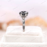 1.7 CT Old Mine Cut Elongated Cushion Grey Moissanite Vintage Engagement Ring for Her, Solitaire Ring, 18K White Gold Ring, Split Shank Ring