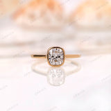 1 CT Brilliant Cut Cushion Lab Grown Diamond Engagement Ring, IGI Certified, Solitaire Ring Gold, Bezel Set Ring, 1 Carat Lab Diamond Ring