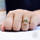 OMC Cushion Champagne Moissanite Engagement Ring Brushed Matte Finish Double Bezel Set Ring Vintage Solitaire Ring Color Moissanite Ring