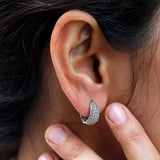 Diamond Multi-Row Tapered Hoop Earrings, Lab Grown Diamond Earrings, Pave Diamond Hoop Earrings, 10k/14k/18k Solid Gold Dome Earrings