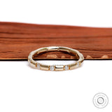 Dainty Full Eternity Moissanite Distance Wedding Band 14K Yellow Gold Womens Delicate Stacking Ring Stackable Band Diamond Wedding Band