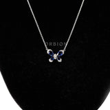 Butterfly Pendant, Blue Sapphire and Lab Grown Diamond Solid Gold Necklace For Women, Workwear Delicate Chain Pendant Necklace for Gifting