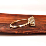 3 Ct OEC Moissanite Ring, Off White Stone 8 prong Ring, Georgian Style Ring, Solid Yellow Gold Knife Edge Ring, Vintage Solitaire Ring