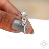 7 Stone Old Mine Cushion Cut With Chunky Pinhole Culet Half Eternity Band, Moissanite Wedding Band, 10K/14K/18K White Gold Band Ring