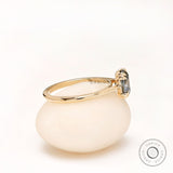 OMC Elongated Cushion Grey Moissanite Ring, Grey Stone Engagement Ring, Yellow Gold Rings For Women, Cathedral Ring Moissanite, Old Cut Ring