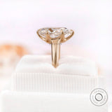 4.75 CT Old Mine Cut Pear Moissanite Ring, Smooth Matte Finish 14K Gold Claw Prong Pear Engagement Ring, Unique Vintage Style Tapered Ring