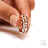 Rose Gold Stacking Bridal Set, Trio Wedding Set, Bridal Sets Diamond, Rings for Wife, Stackable Bands, Engagement Ring, Moissanite Ring