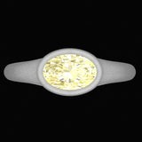 East West Set GHI Oval Cut Moissanite Ring, 10K White Gold Bezel Set Moissanite Ring For Women, Satin Brush Matte Finish, Engagement Ring