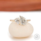 Pear Shaped Double Stone Lab Grown Diamond/Moissanite Toi Et Moi Ring, Toi Et Moi Engagement Ring, 10K/14K/18K Yellow Gold Wedding Ring
