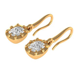 Old Mine Cut Elongated Cushion Moissanite Dangle Drop Earrings, 10k/14k/18k Solid Yellow Gold Ear Wire Earrings, Georgian Style Earrings