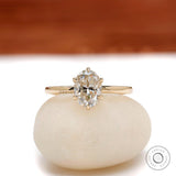 1.3 Ct Oval Moissanite Engagement Ring 14k Yellow Gold Dainty Tulip Setting 6 Prong Simple Solitaire Promise Proposal Ring For Women