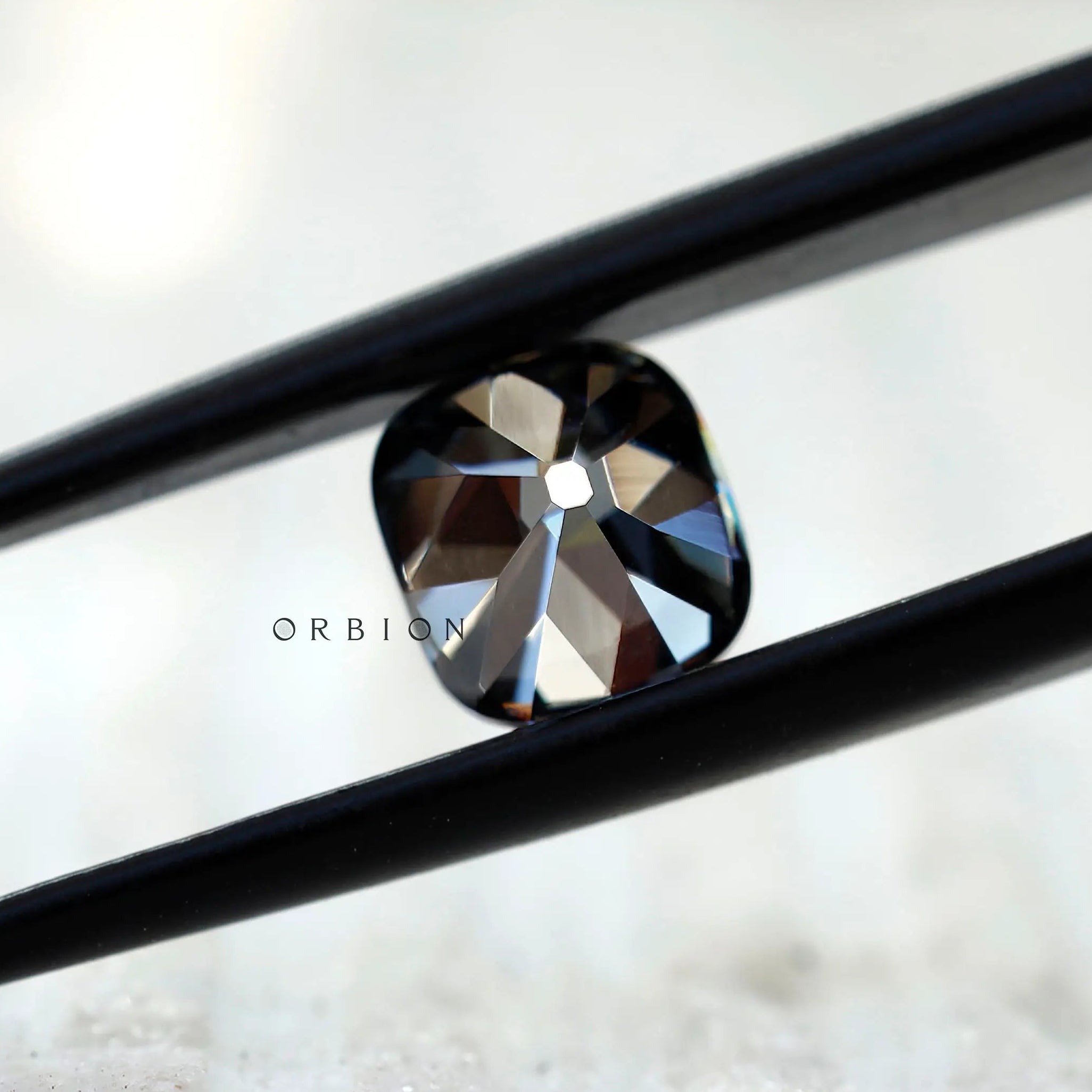 Old Mine Cut Cushion Grey Moissanite Stone