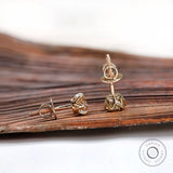 Side back view screw back moissanite stud earrings yellow gold