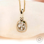 Back view bezel set old mine moissanite pendant