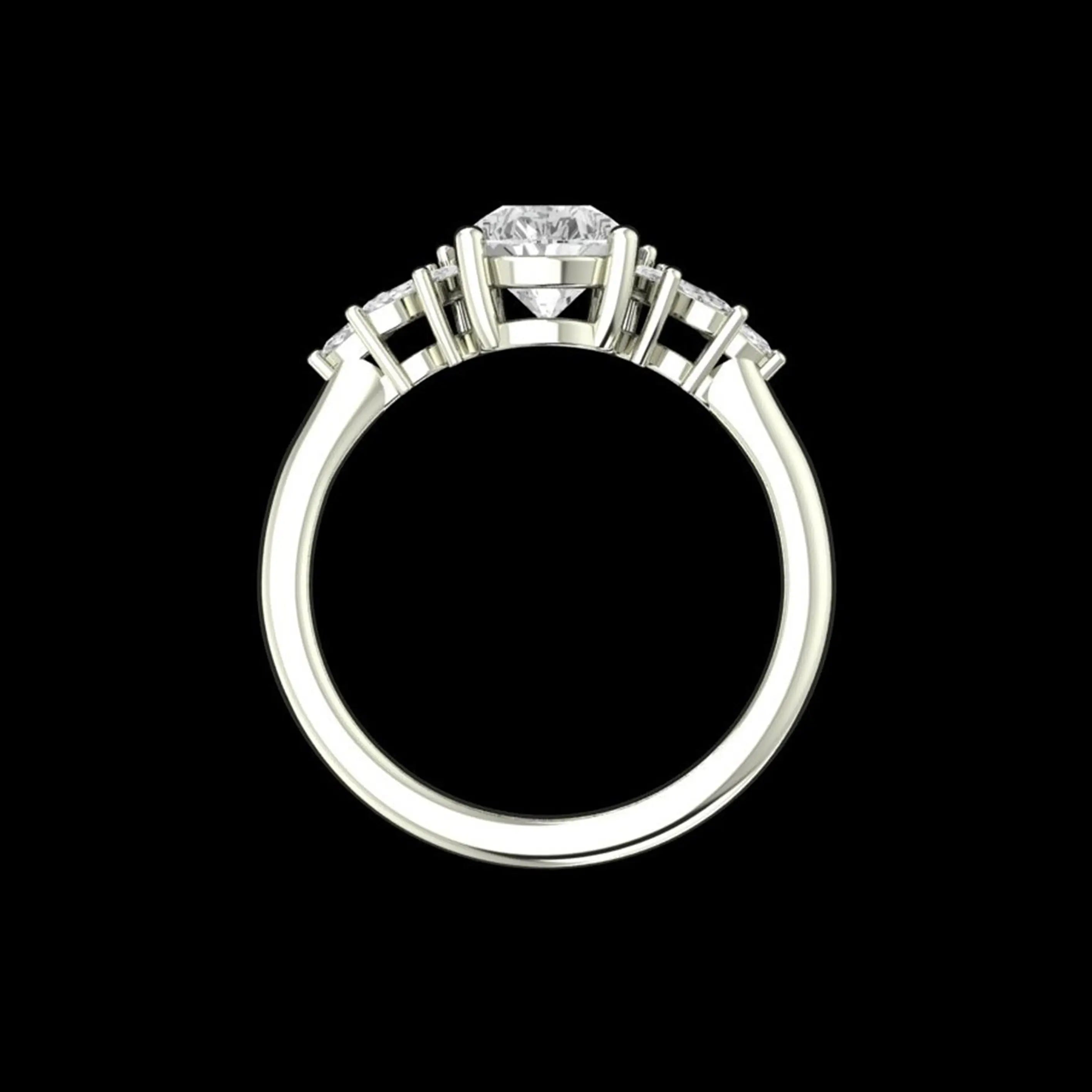 Back profile view of pear moissanite ring setting