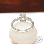 Back view of leaf engravings on Moissanite engagement ring band