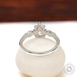 Back view of leaf engravings on Moissanite engagement ring band