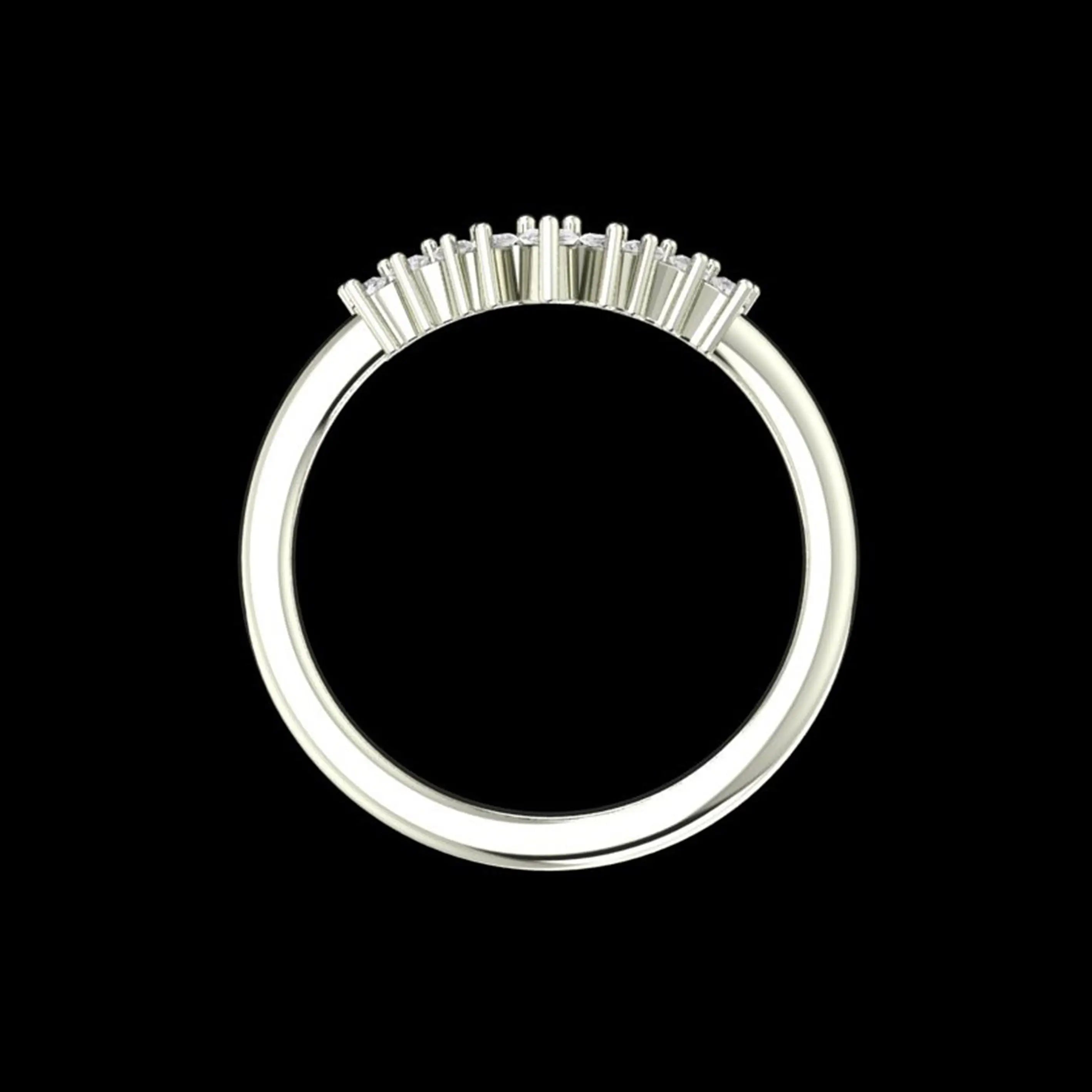 Back view of marquise and round stone chevron band