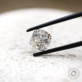 Side angled cushion moissanite with brilliant faceting detail