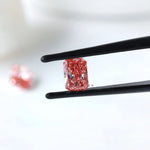 Side view of matching pink radiant lab diamond pair