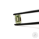 Emerald step cut green loose lab diamond angled view