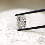 Front view elongated cushion loose lab diamond on light surface