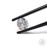 Front view DEF elongated cushion loose moissanite in tweezers