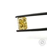 Fancy intense yellow radiant diamond upright front view