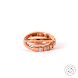 Diamond Crossover Band Ring, Crossover Wedding Ring, Unique Diamond Ring, Rose Gold Bar Set Lab Diamond Ring, Criss Cross Statement Ring