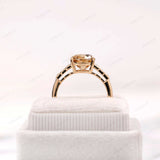 Elongated Cushion Dark Champagne Moissanite Engagement Ring With Side Baguette Stones 14k Yellow Gold Color Moissanite Wedding Bridal Ring