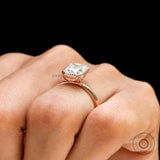 Timeless Elegance: Rose Gold Vintage Engagement Ring with Radiant Cut Moissanite, Art Deco Solitaire Ring with Milgrain Bezel Setting