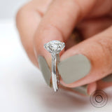 Old European Cut Round Shape Moissanite Engagement Ring 10K White Gold Wedding Ring OEC Round Cut Solitaire Ring Unique Euro Shank Ring