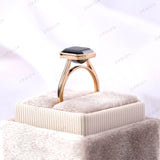 Emerald Cut Black Moissanite Ring, Bezel Set Ring, Step Cut Engagement Ring, Black Stone Ring, Cathedral Rings, 14k Yellow Gold Ring