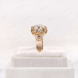 Old European Cut Moissanite Engagement Ring, Claw Prong Set Art Deco Style Vintage Ring, 14k Yellow Gold Ring, 2 Ct Antique Moissanite Ring