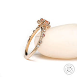 Heart Pink Lab Diamond Cluster Engagement Ring 14k Gold Unique Multi Diamond Knife Edge Milgrain Band Ring Dainty Promise Rings For Women