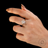 Oval Cut Moissanite Bridal Ring Set, Moissanite Cluster Engagement Ring With Matching Curved Band, Vintage Chevron Style Band Ring Set