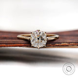 Vintage Vibes: Off White Stone Engagement Ring with Old Mine Cut - Georgian Charm, Elongated Cushion Moissanite Ring - Vintage Solitaire
