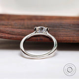 Oval Moissanite Ring, Old Mine Cut Ring, Half Bezel Engagement Ring, 14K White Gold Dainty East West Ring, Oval Promise Ring, Delicate Ring