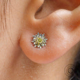 Lotus Inspired “Majestic Bloom” Earrings, Fancy Yellow Lab Diamond Earrings, Flower Petals, Uniquely Designed Diamond Earrings in Solid Gold