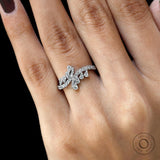 Unique Lab Grown Diamond Statement Ring, White Gold Wedding Ring Women, Multi Diamond Ring, Cluster Diamond Rings, Wave Engagement Ring